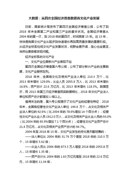 大数据：从四次全国经济普查数据看文化产业发展