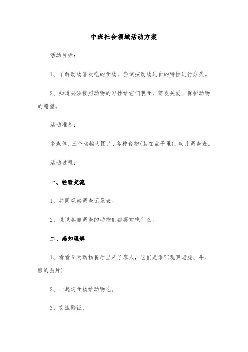 中班社会领域活动方案(4篇)