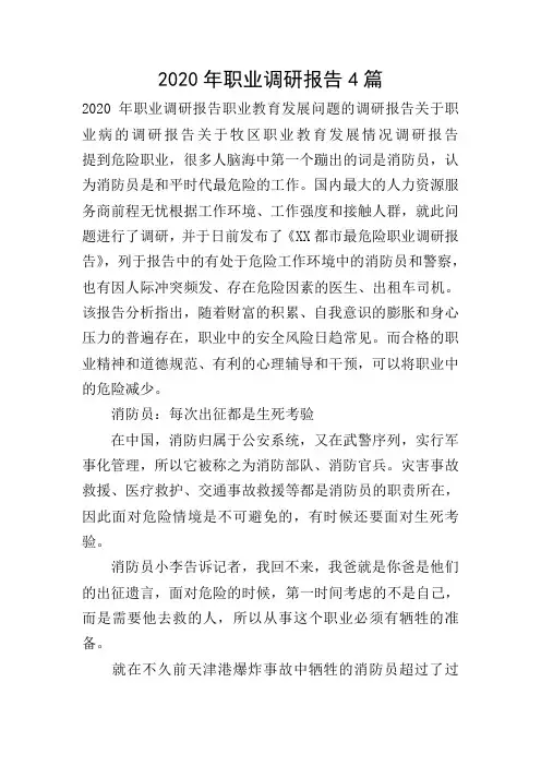 2020年职业调研报告4篇