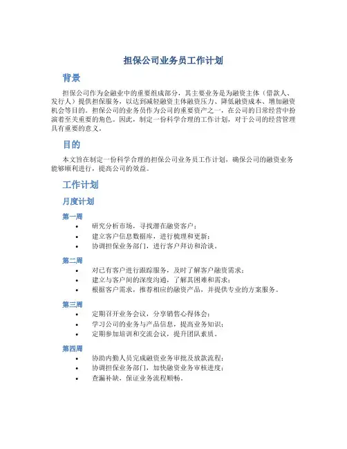 担保公司业务员工作计划