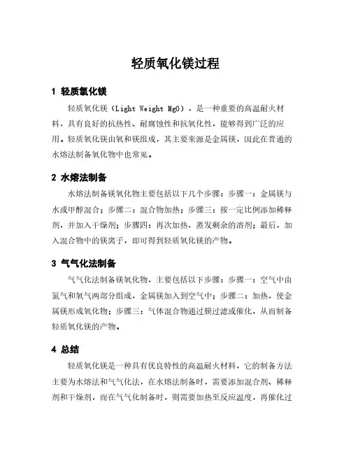 轻质氧化镁过程