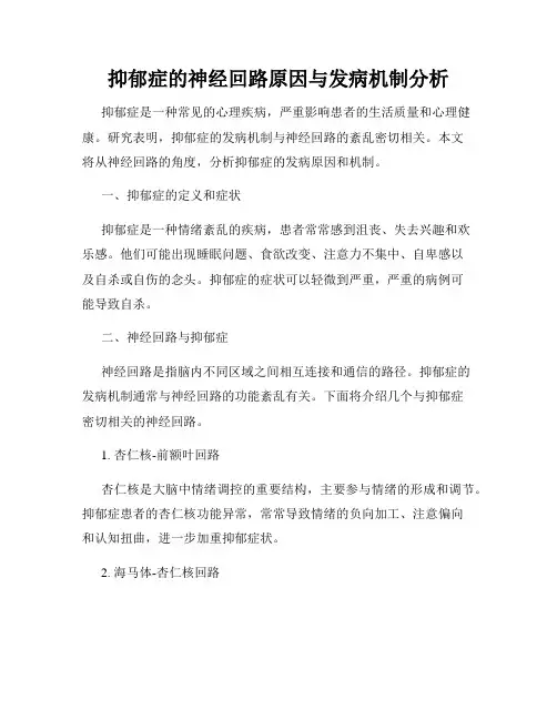 抑郁症的神经回路原因与发病机制分析