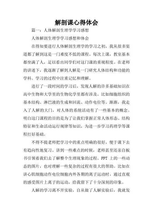 解剖课心得体会