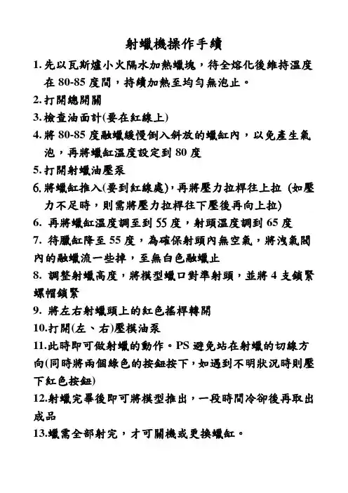 射蜡机操作手续