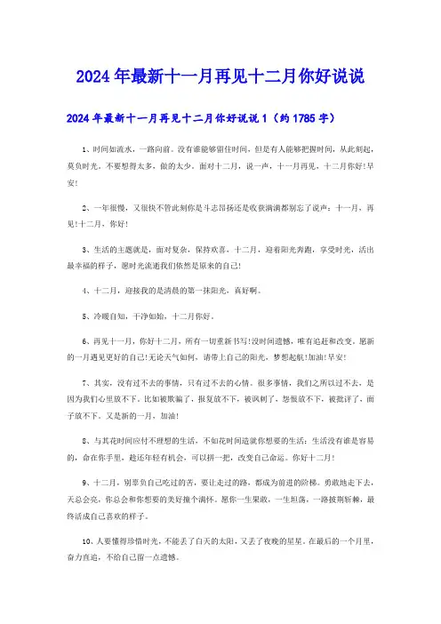 2024年最新十一月再见十二月你好说说