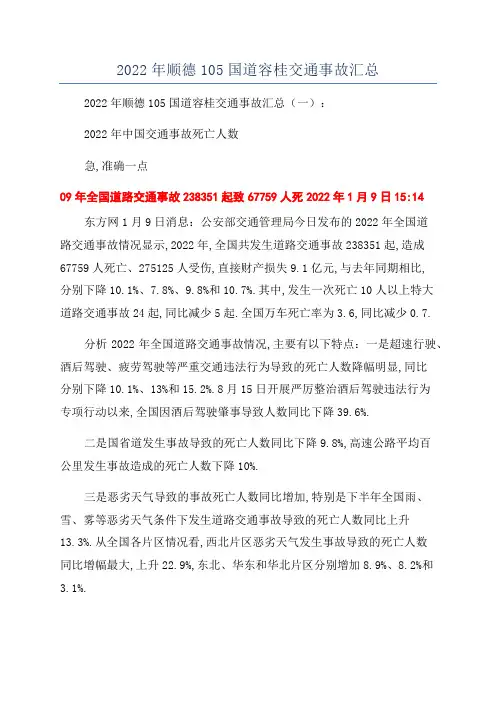2022年顺德105国道容桂交通事故汇总