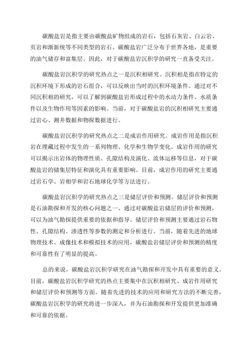 碳酸盐岩沉积学研究热点与进展AAPG百年纪念暨会及展览综述