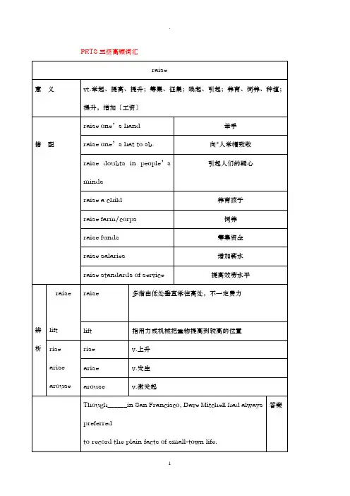 PETS三级高频词汇