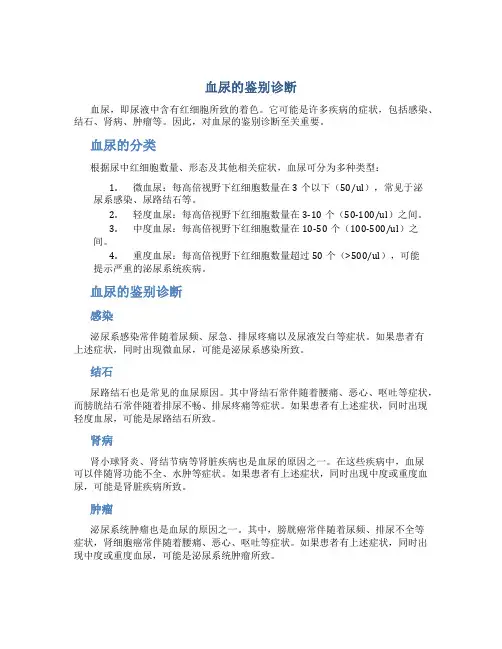 血尿的鉴别诊断