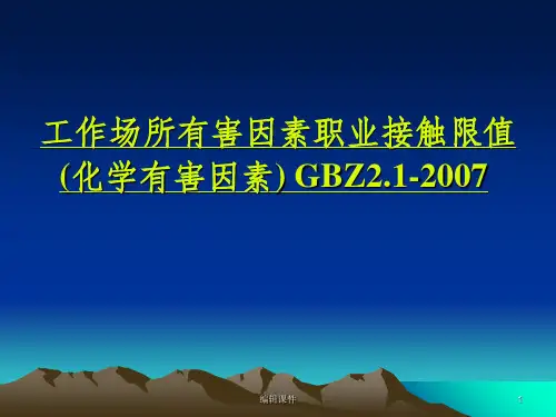 工作场所有害因素职业接触限值ppt课件