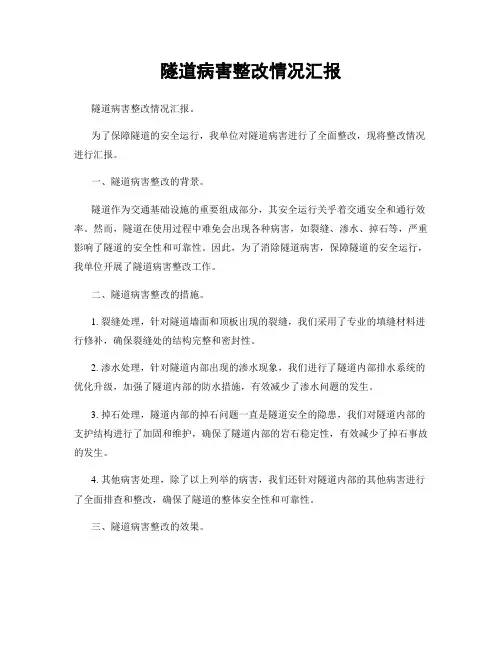 隧道病害整改情况汇报