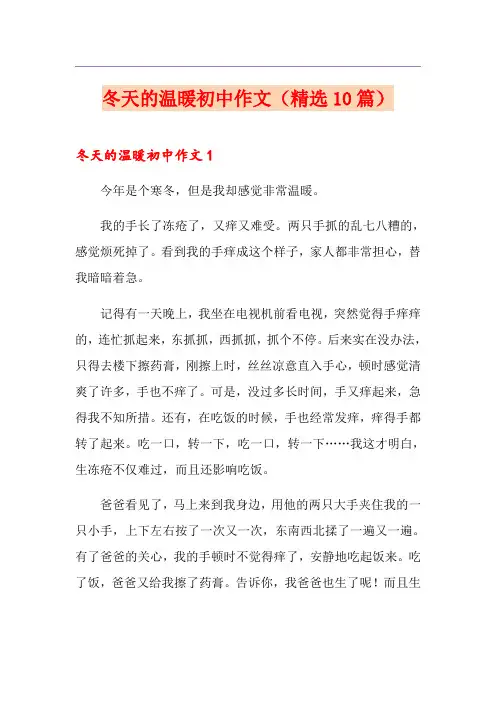 冬天的温暖初中作文(精选10篇)