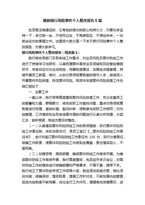 最新银行风险事件个人整改报告5篇