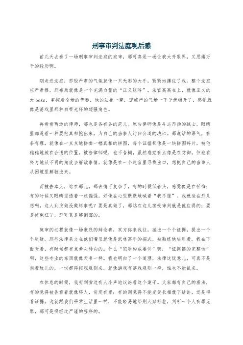 刑事审判法庭观后感