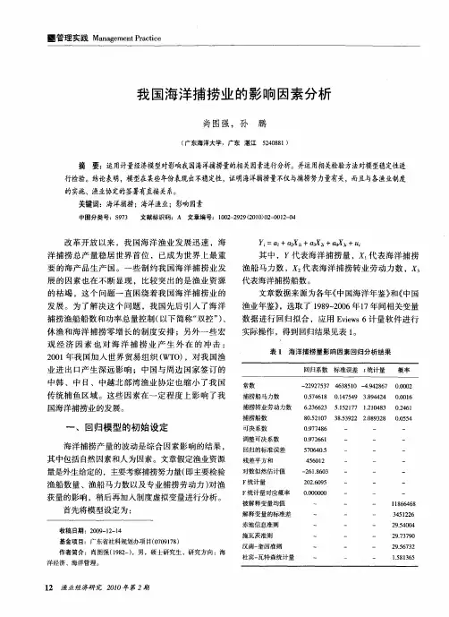我国海洋捕捞业的影响因素分析