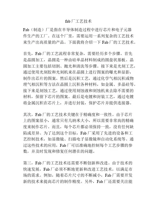 fab厂工艺技术