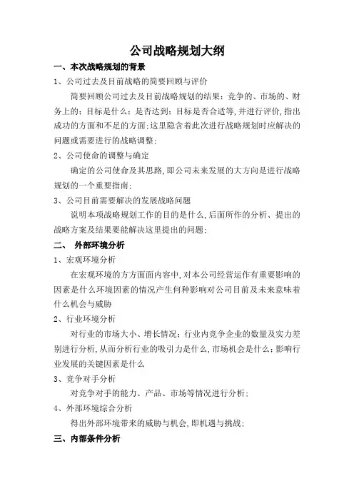 公司战略规划报告大纲