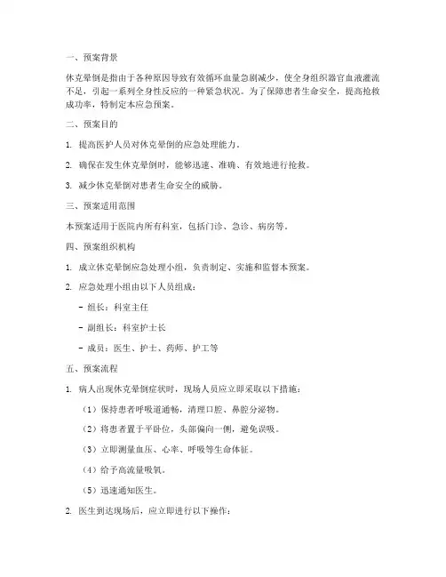休克晕倒应急预案