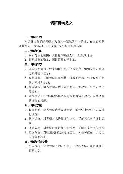 调研提纲怎么写(范文)
