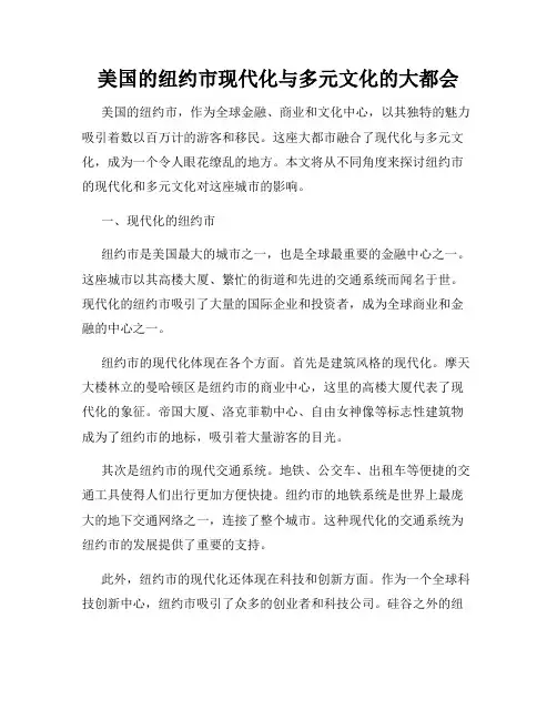美国的纽约市现代化与多元文化的大都会