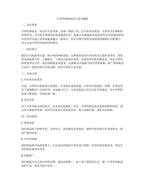 中草药种植创业计划书模板