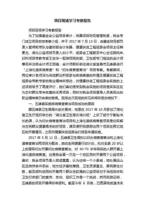 项目现场学习考察报告