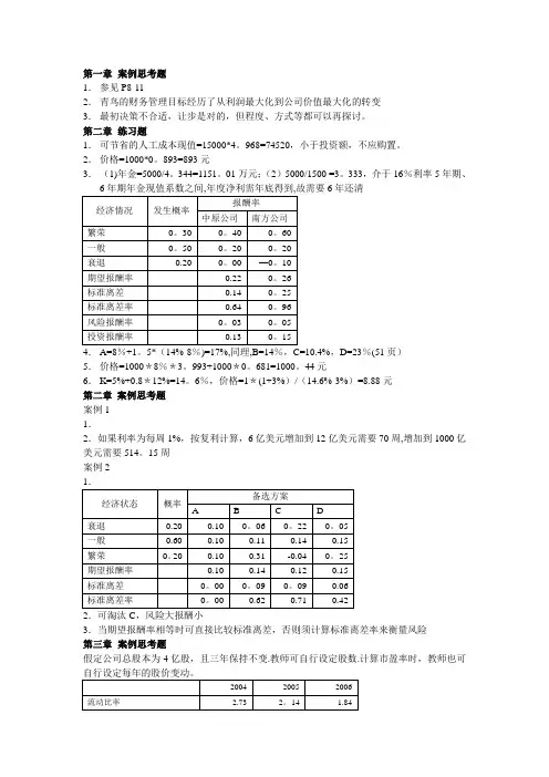 财务管理(第三版)课后题答案