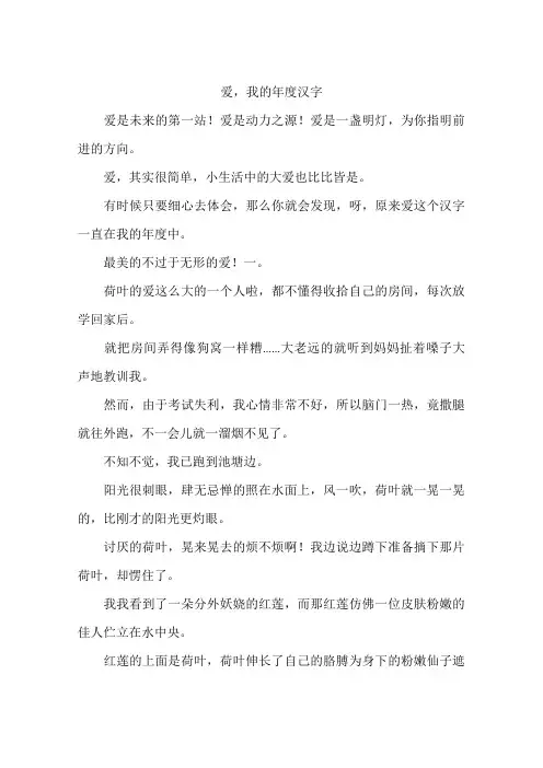 爱,我的年度汉字--作文