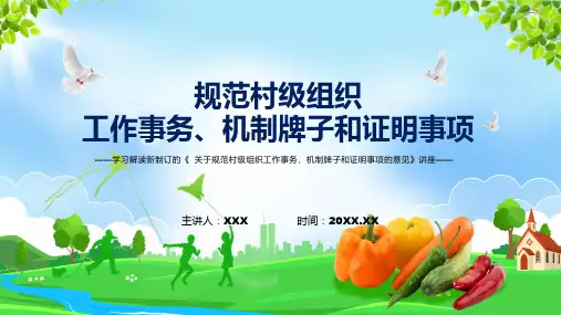 关于规范村级组织工作事务机制牌子和证明事项的意见专题演示PPT