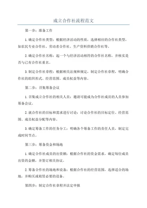 成立合作社流程范文