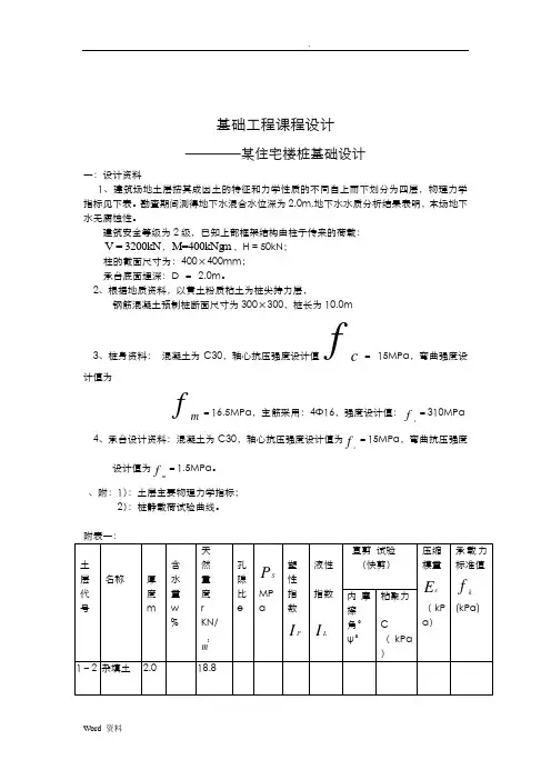 柱下独立承台桩基础设计