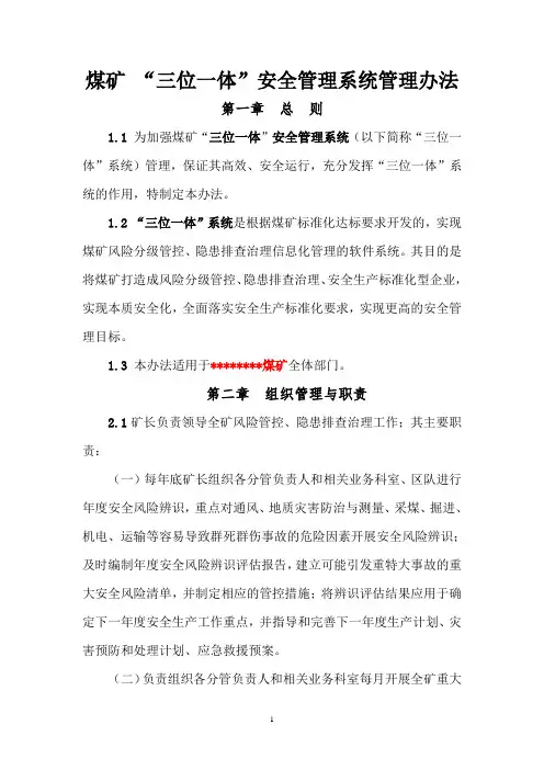 “三位一体”安全管理系统管理办法