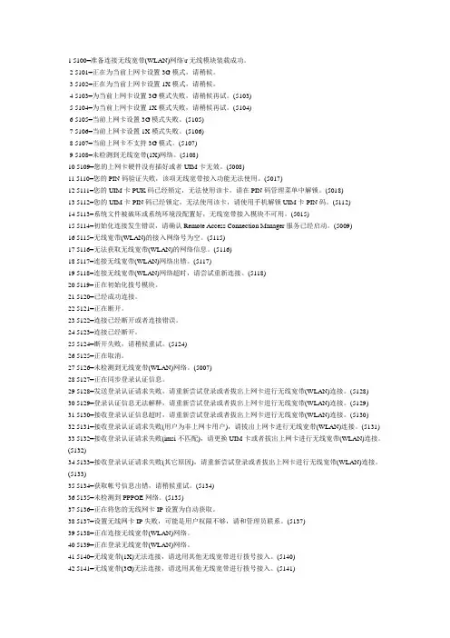 无线宽带错误代码