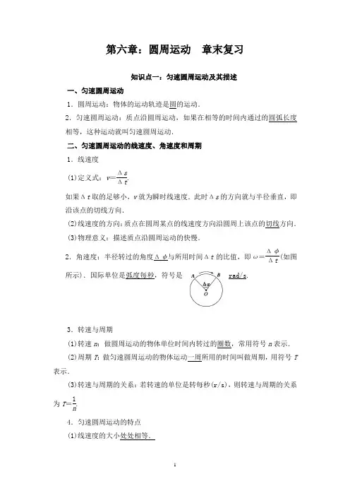 第六章-圆周运动章末复习-知识点和题型总结-2023年高一物理期末高效复习专题