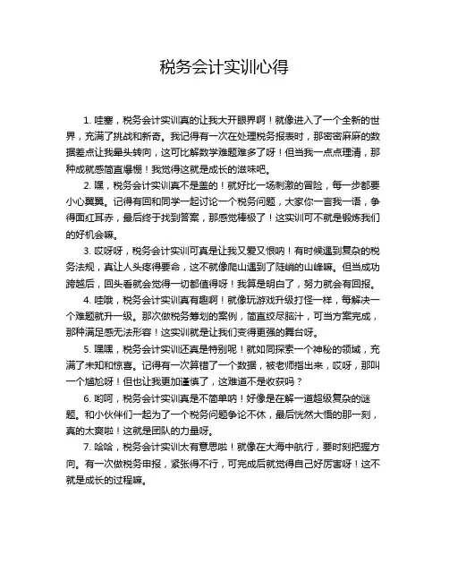 税务会计实训心得