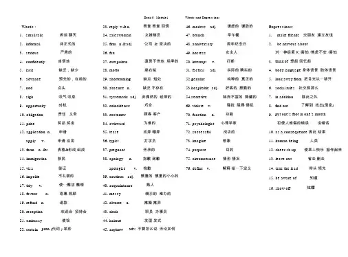 外研版选修六,词汇表
