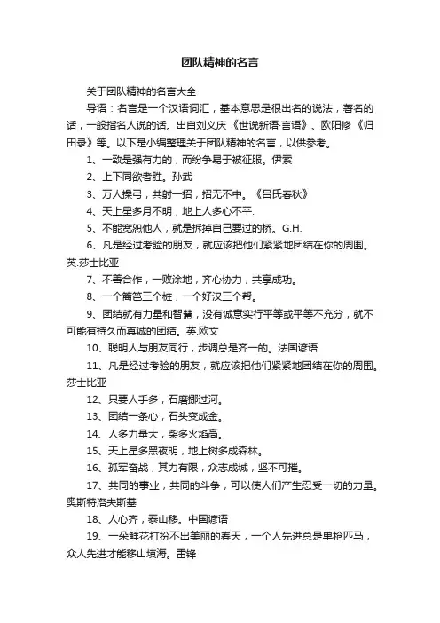 关于团队精神的名言大全