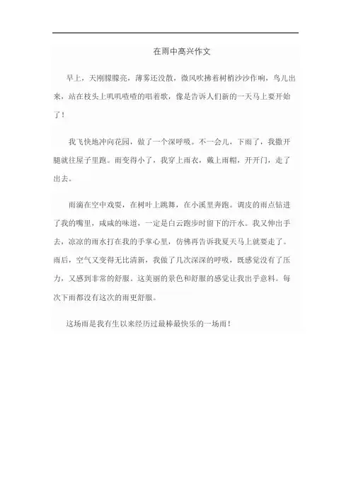 在雨中高兴作文