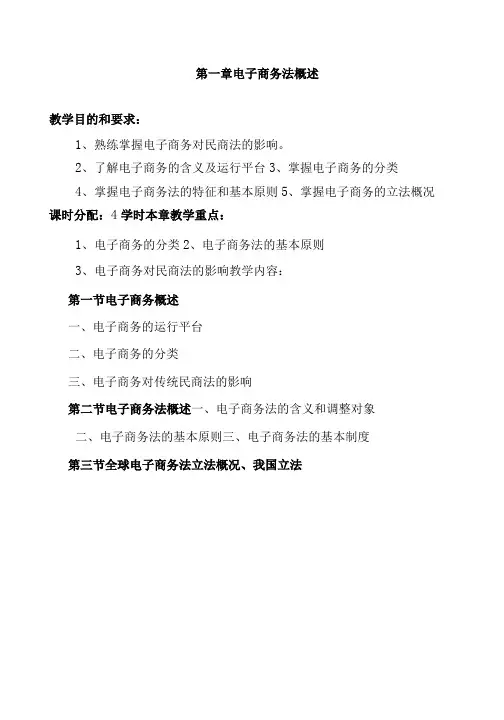 电子商务法法教学大纲