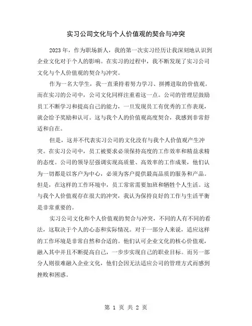 实习公司文化与个人价值观的契合与冲突