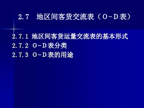 第7节  地区间客货交流表(O-D表)