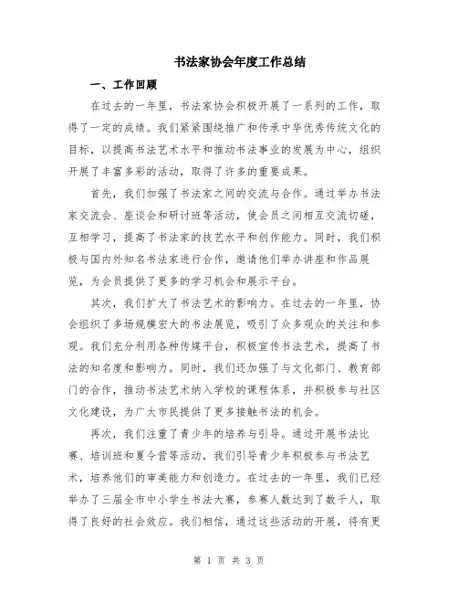 书法家协会年度工作总结