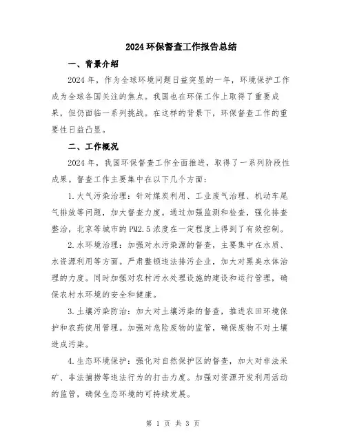 2024环保督查工作报告总结