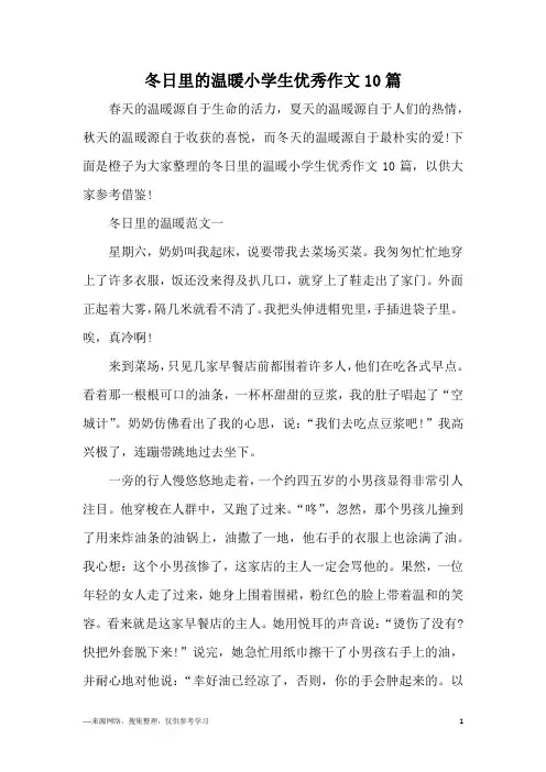 冬日里的温暖小学生优秀作文10篇