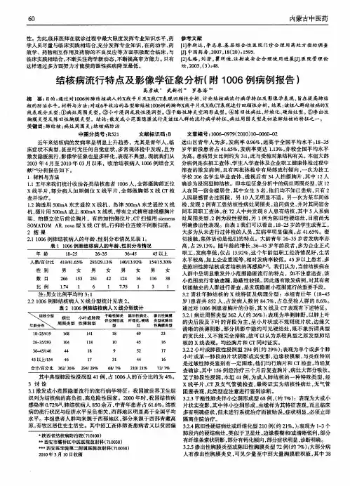 结核病流行特点及影像学征象分析(附1006例病例报告)
