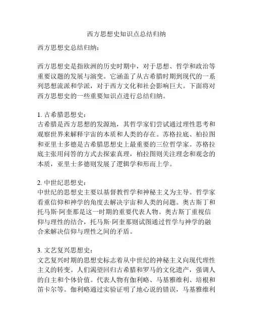 西方思想史知识点总结归纳