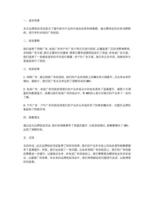 品牌投放结案报告