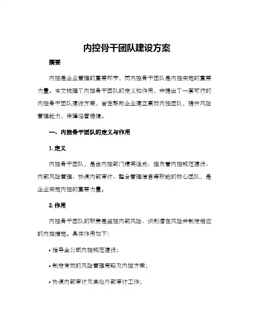 内控骨干团队建设方案