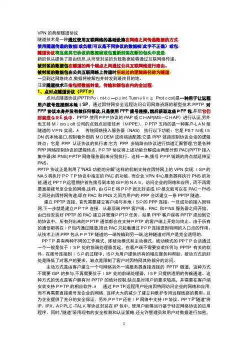 VPN的典型隧道协议