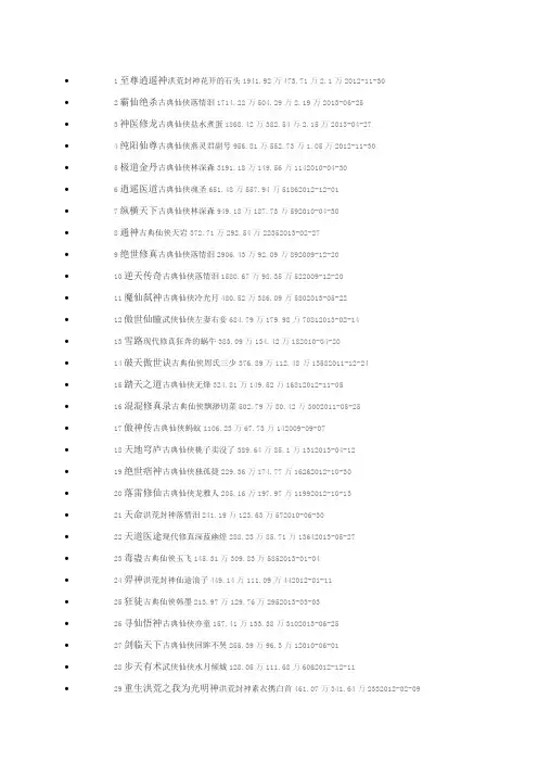 长篇玄幻完结小说